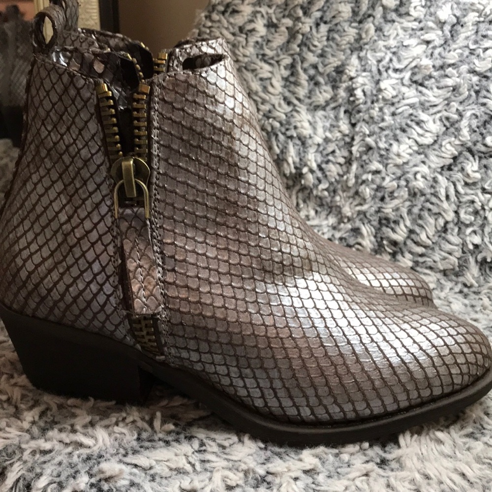 Snakeskin booties